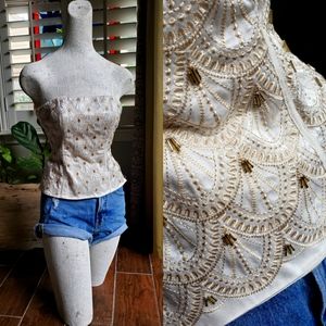 White House Black Market embroidered corset